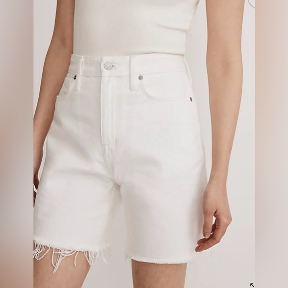 Madewell Pants - Madewell High-Rise Long Denim Shorts -Tile White - Women's Size 24
